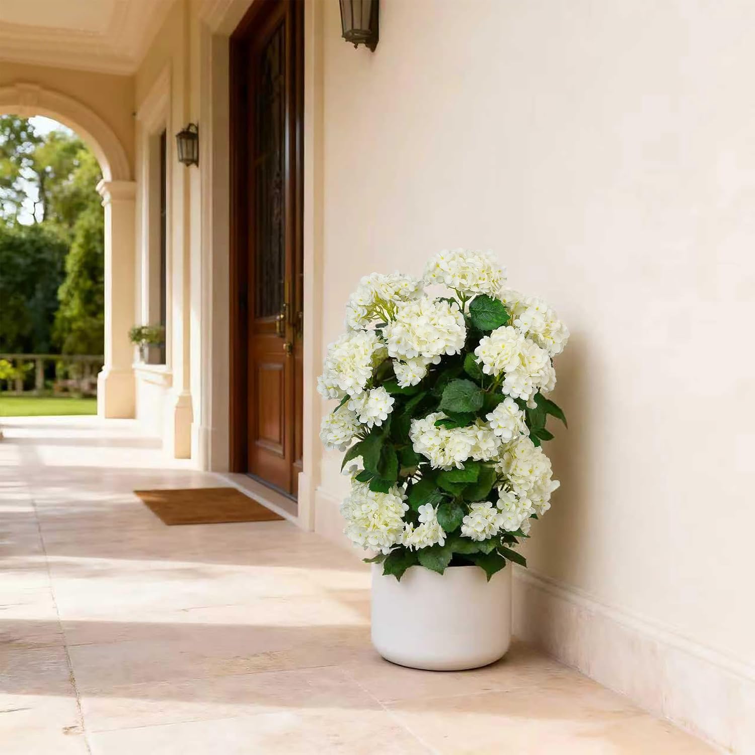 Faux Hydrangea Tree 30' Tall (2 Pack), Artificial Hydrangea Plant in Pot with White Flowers, Realistic Hydrangea Tree for Indoor Outdoor Porch, Patio, Home Decor