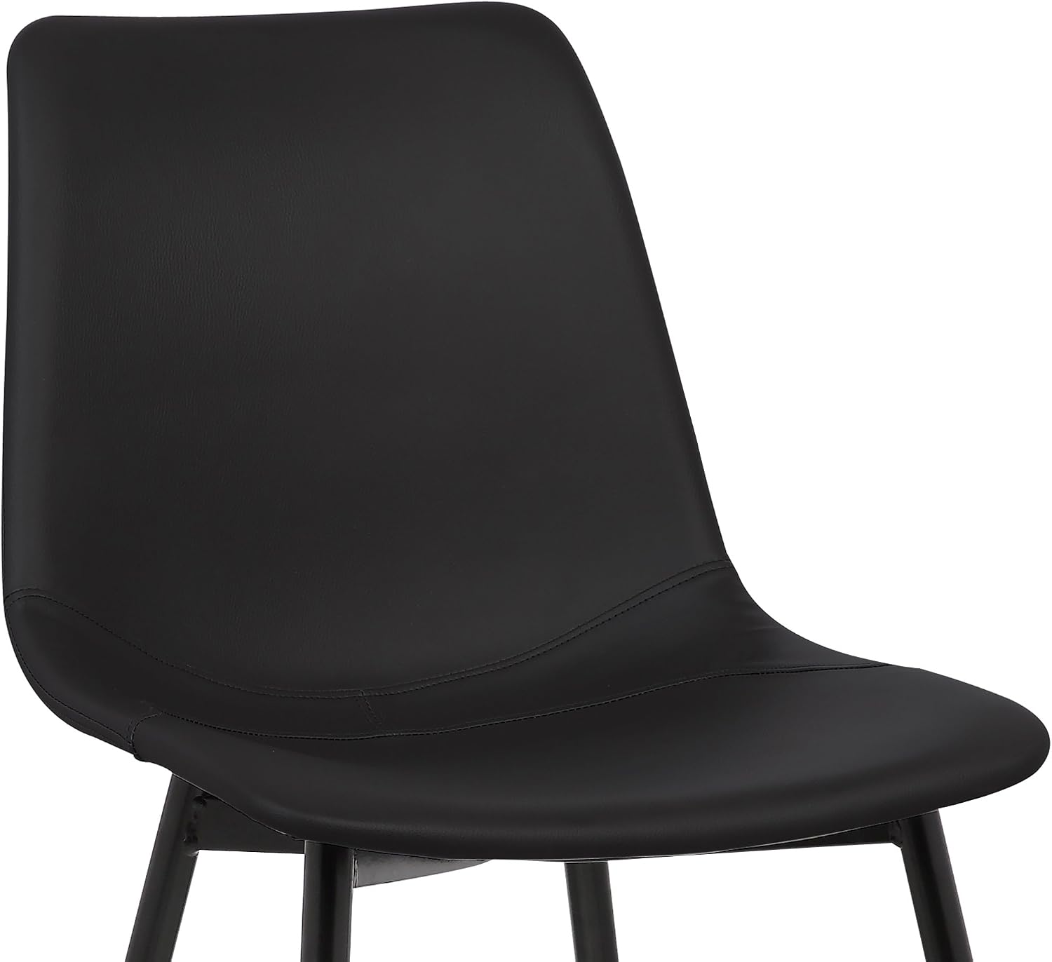 Armen Living Monte Mid Century Modern Dining Accent Chair for Table Kitchen Desk Vanity in Black Faux Leather with Black Metal Legs