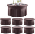 Outpain 6 Pack Brown Spandex Tablecloth for 60in/5FT Round Tables,Stretchy 120inch Fitted Round Table Cloths, Wrinkle Free Tablecloth with Skirt for Wedding, Graduation & Banquet