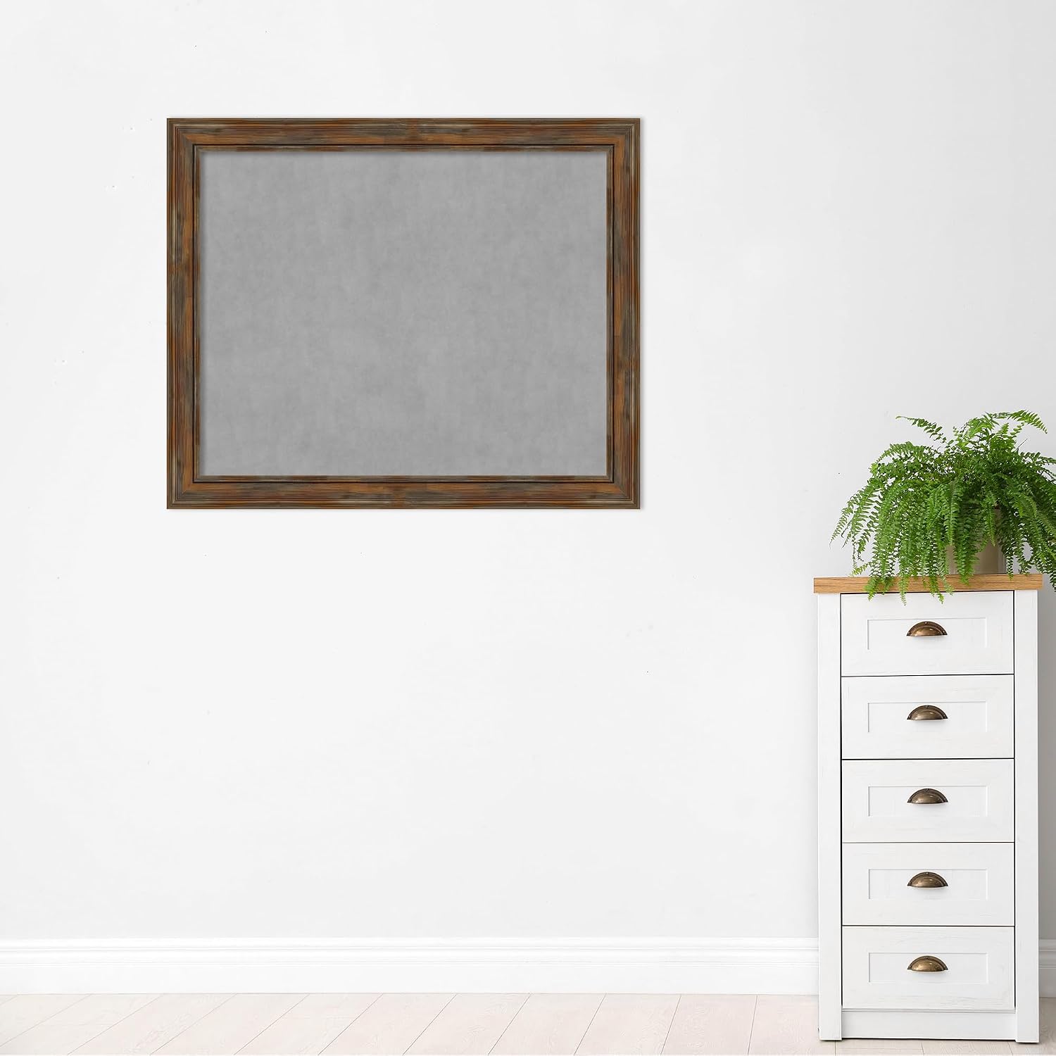 Amanti Art Brown Framed Magnetic Board 38x46 X-Large Vision Board for use with Magnets, 100% Metal Sheet to Display Items as Office Decor or for Home Organization in mudroom, Kitchen or Kids Room