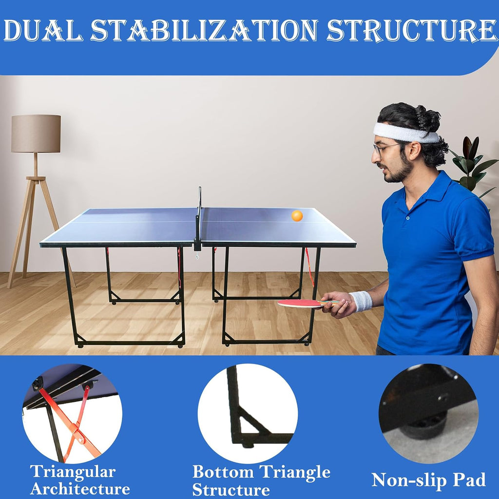 Foldable Ping Pong Table Portable 4.5FT/6FT/9FT Indoor MDF Table Tennis Table Multi-Purpose Family Game Table with Net, 2 Paddles and 3 Balls for Kid Teenager Adult