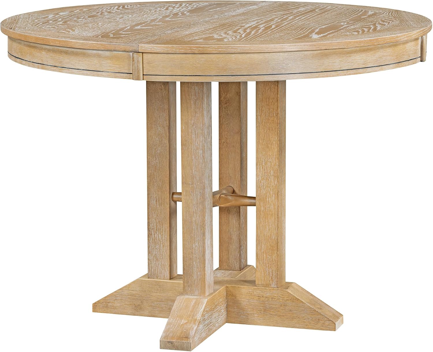LUMISOL LUMISO Extendable Round Dining Table for 4-8, Solid Wood Expandable Oval Kitchen Table with Removable Leaf, 42'-58'' Dinner Table for Kitchen, Dining Table, Small Space, Natural