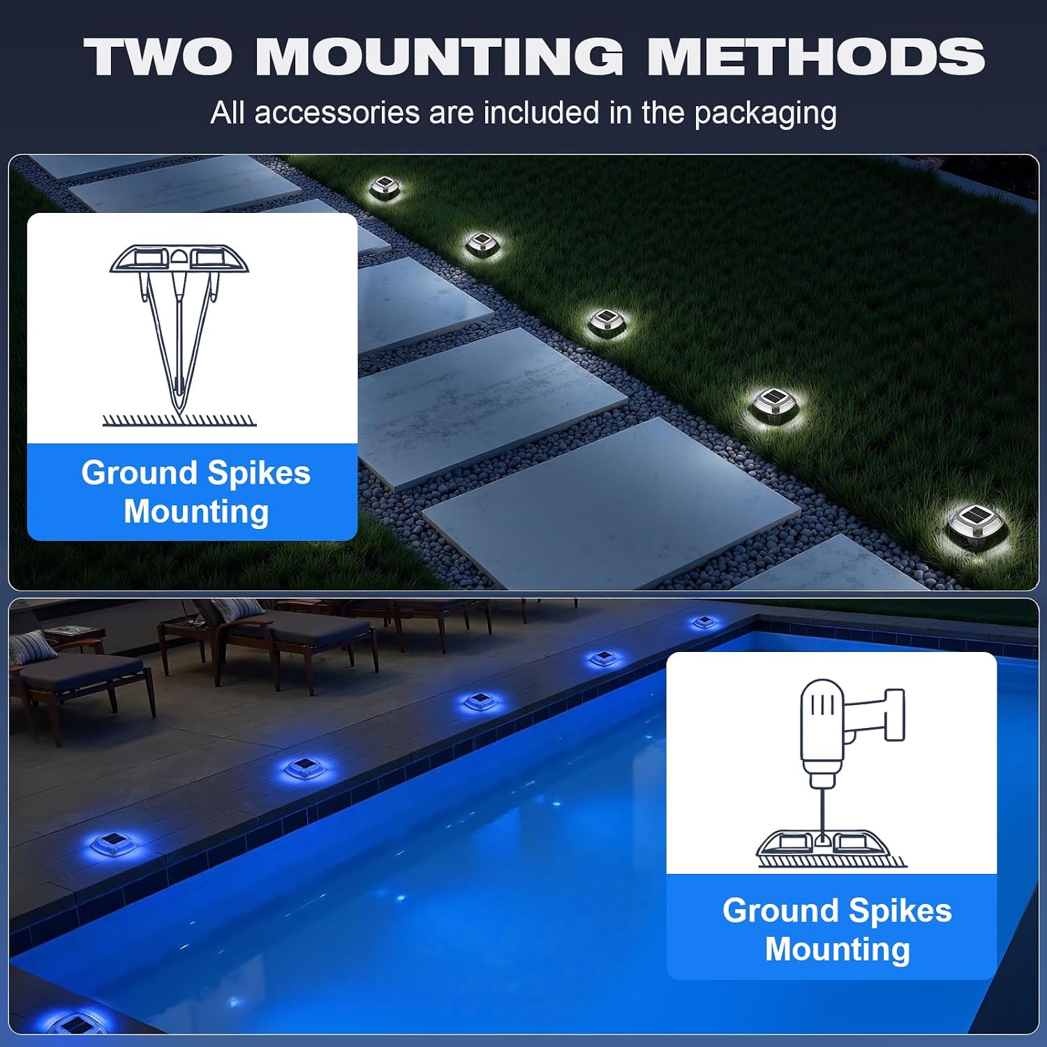 VOLISUN 24-Pack Solar Driveway Lights,IP67 Waterproof Outdoor Step Light