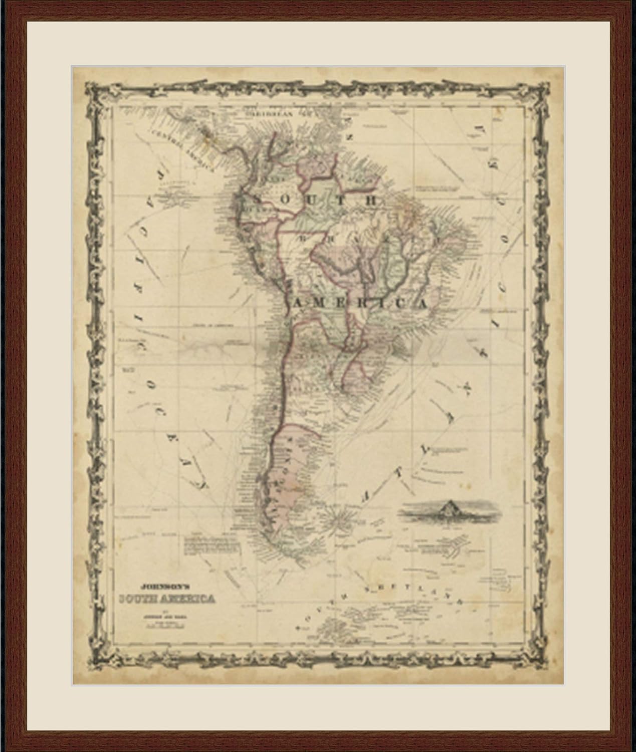 First Avenue Art & Framing Home Decor | Quality Framed Artwork | Interior Accents | Johnson's Map of South America - MAPS (28'x32')