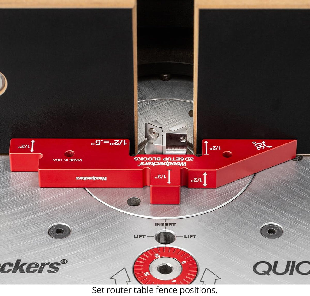 Woodpeckers 3D Setup Blocks, 7 Piece Set, Aluminum, USA Made, 4 Ways to Meaure on each Block, Router & Table Saw Gauge Blocks, Router Bit Height Gauge - 3D-SUB7