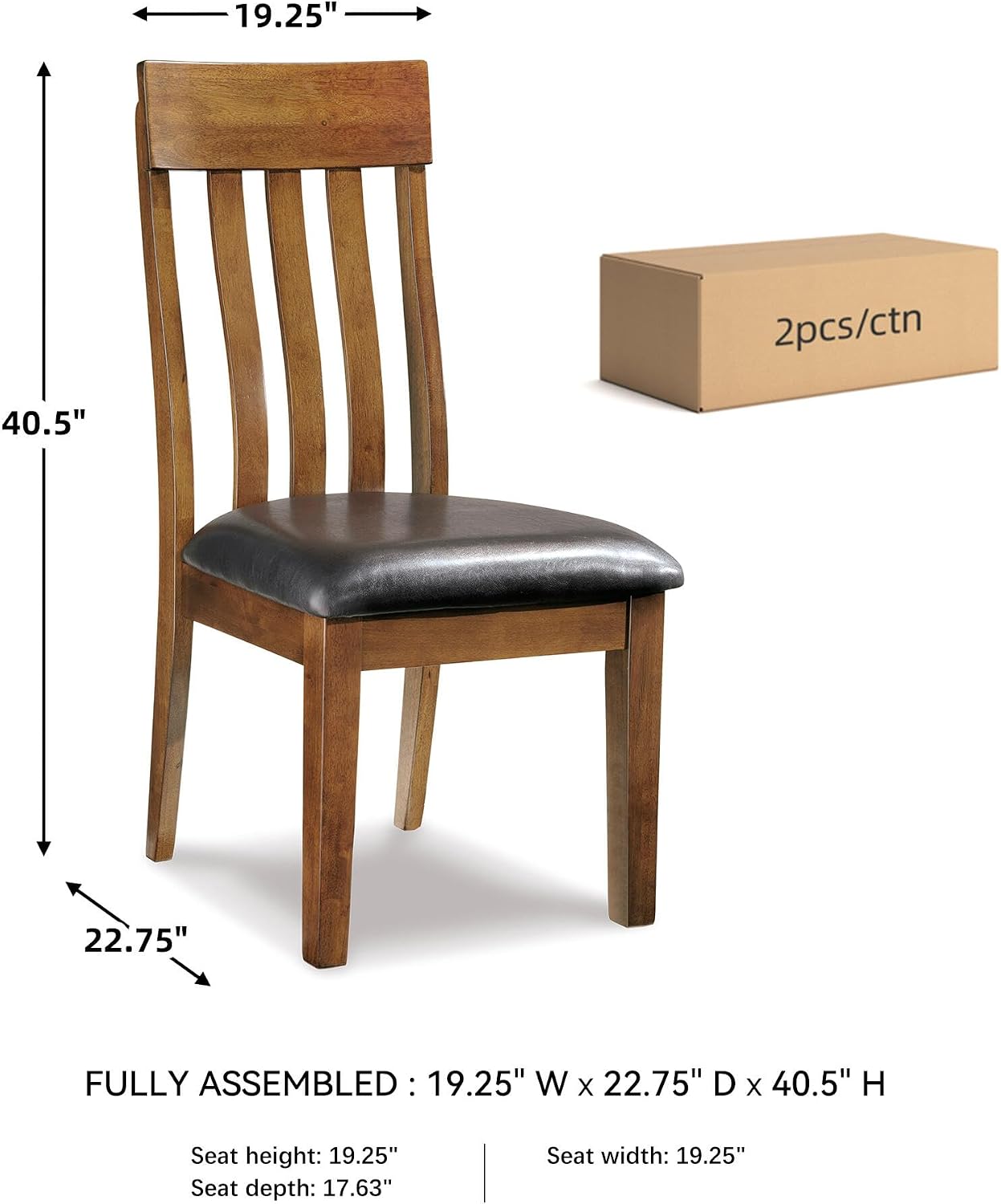 Signature Design by Ashley Ralene Rake Back 19' Dining Room Chair 2 Count, Medium Brown