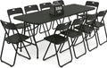 8FT Foldable Table Set with 10 Pack Plastic Folding Chairs, Heavy Duty 350 lbs Folding Table & Folding Chairs, Portable Foldable Furniture Bundle for Parties, Wedding, Events, Indoor & Outdoor