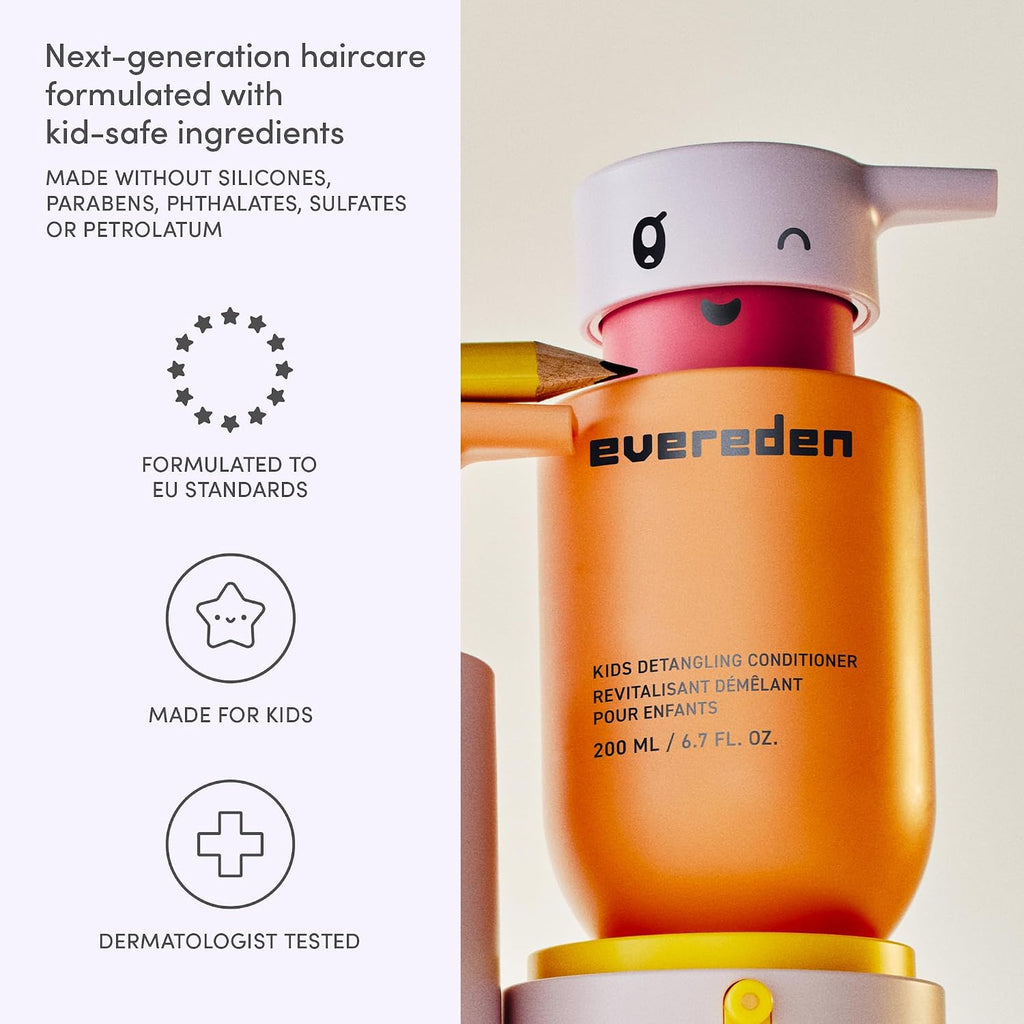 Evereden Kids Conditioner Detangler, 6.7 fl oz. | Children's Haircare | Non-toxic Conditioning for Silky Smooth Hair (Pack of 4)
