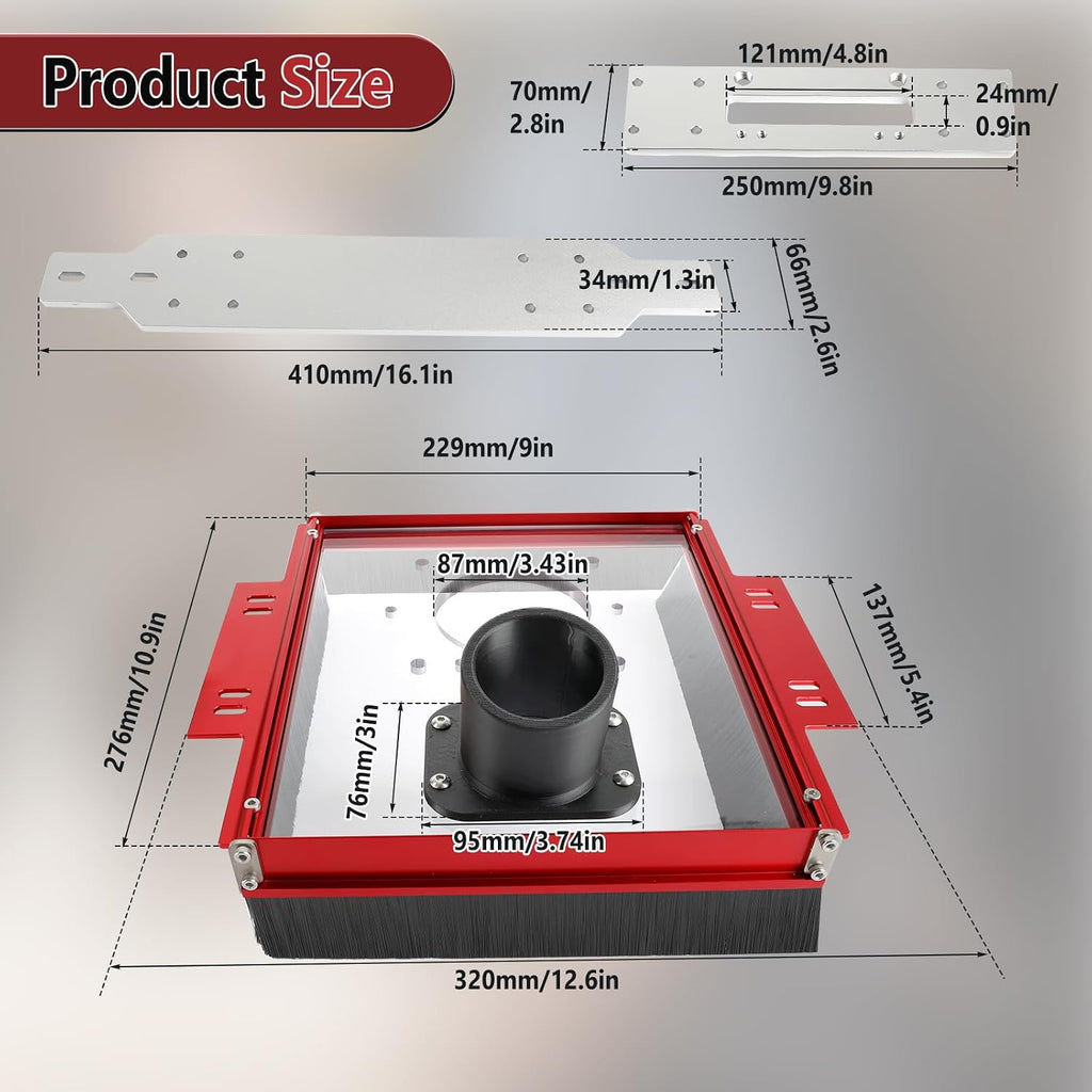 Router Sled Kit with Dust Collection for Slab Flattening Router Sled Fits 20mm Linear Rails & SBR20UU/SCS20UU Slides, Acrylic Base Plate Compatible with Bos-ch,De-W-alt,Ma-kita &Most Routers