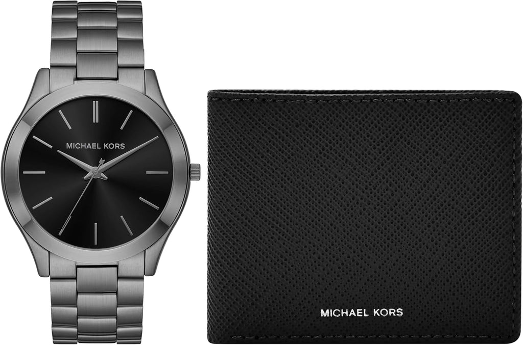 Michael Kors MK9122 - Slim Runway Three-Hand Beige Gold-Tone Stainless Steel Watch