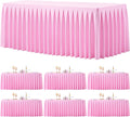 6 Pack Pink Rectangle Tablecloth 8 FT Stretch Spandex Fitted Table Cloth for 8 Foot Rectangle Tables Banquet Tablecloths Wrinkle Free Table Cover Skirt Ruffle Tablecloth for Party Wedding Birthday
