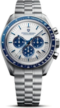 Pagani Design 1701 Men's Watch, Chronograph, VK63 Japanese Quartz Movement, Stainless Steel Bracelet, Water Resistant to 330 Feet (100 Meters), Sapphire Glass Wristwatch.