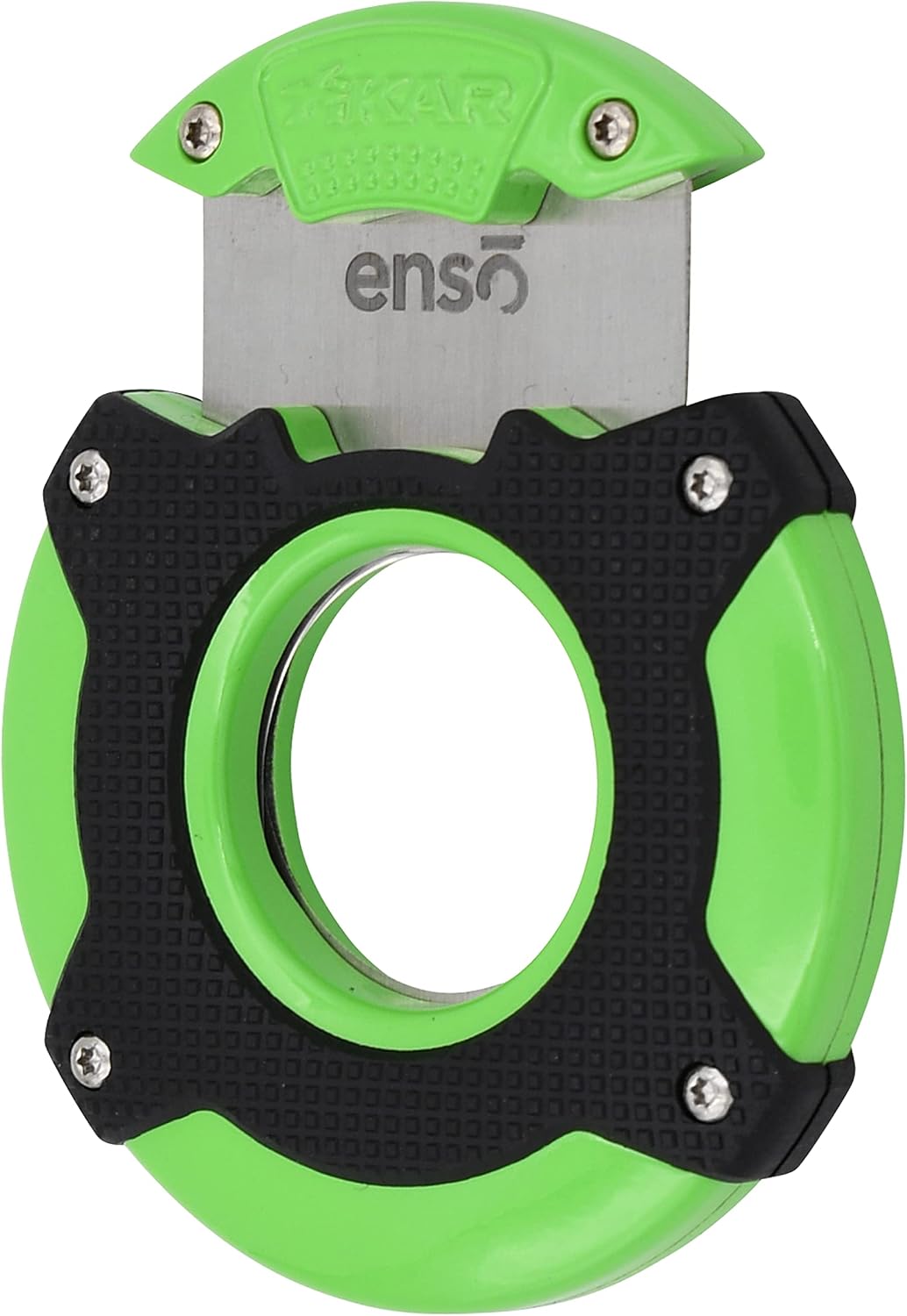 XIKAR Enso Cigar Cutter, Synchronized Double-Guillotine Stainless Steel Blades, Planetary Gear System, Green