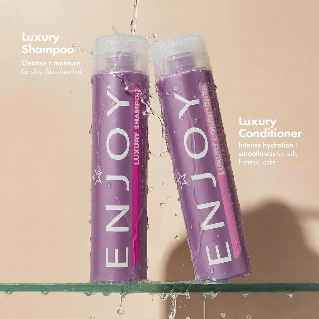 Enjoy Luxury Shampoo & Conditioner- Eliminates Frizz Cleansing Moisturizing Smoothing - Sulfate Free For Thick Coarse or Curly Hair (33.8 Fl Oz)