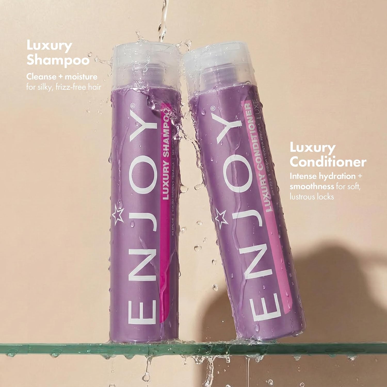 Enjoy Luxury Shampoo & Conditioner- Eliminates Frizz Cleansing Moisturizing Smoothing - Sulfate Free For Thick Coarse or Curly Hair (33.8 Fl Oz)