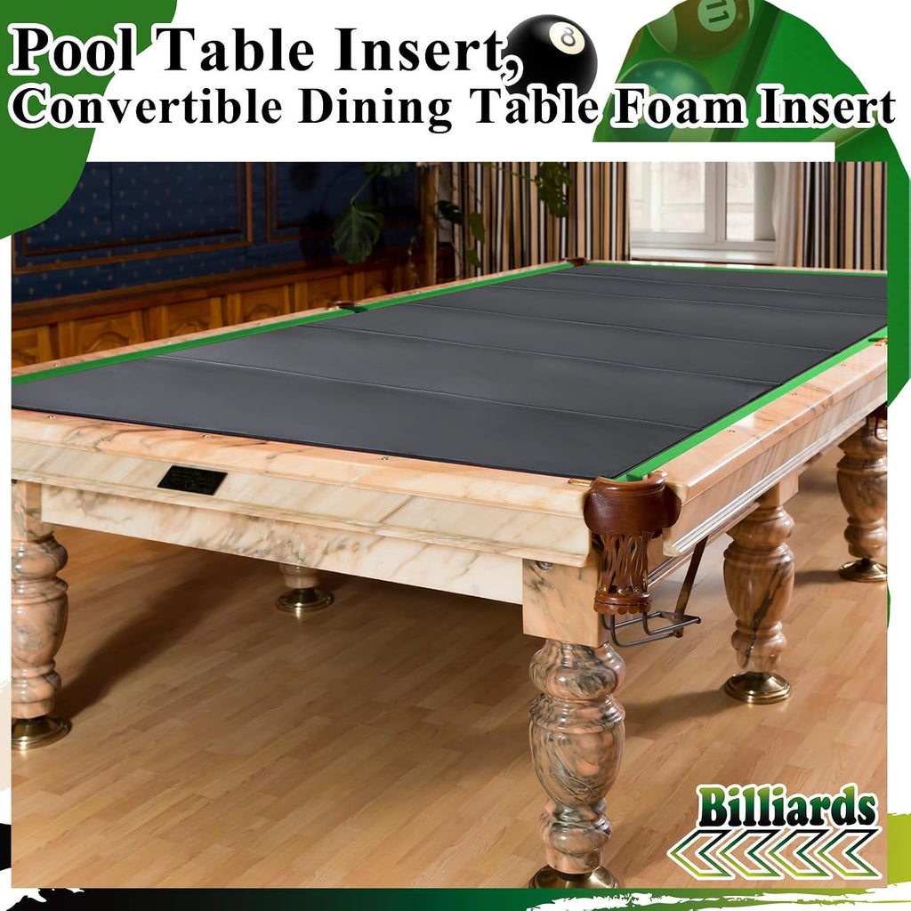 Leyndo 8 ft/7 ft Pool Table Insert for Table Conversion Topper Dining/Game Foam Billiard Pool Convertible Cover Mat Waterproof and Foldable, Black