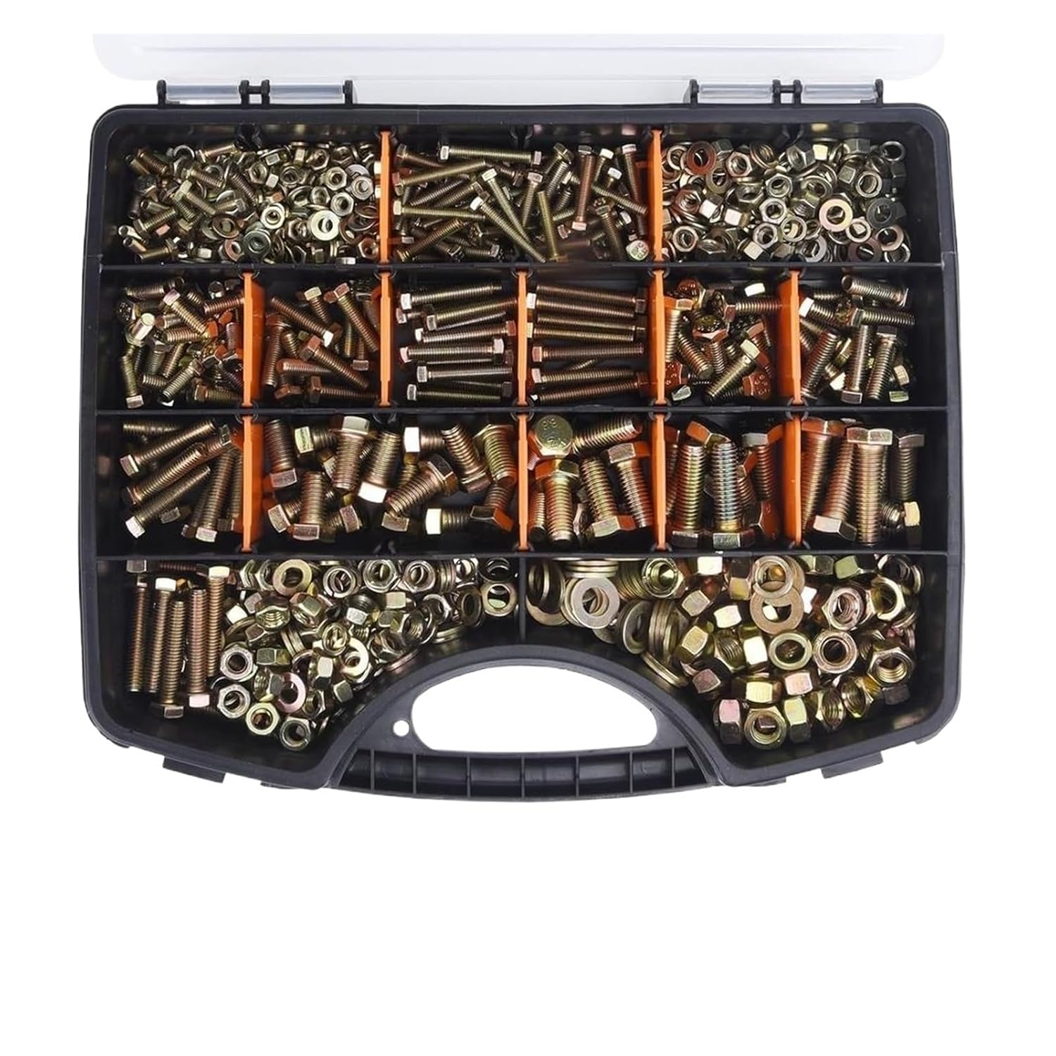 940PCS Grade 8. Metric Heavy Duty Hex Bolt Nut Assortment Set M4 M5 M6 M8 Zinc Plated Storage Box Kit DIY Projects
