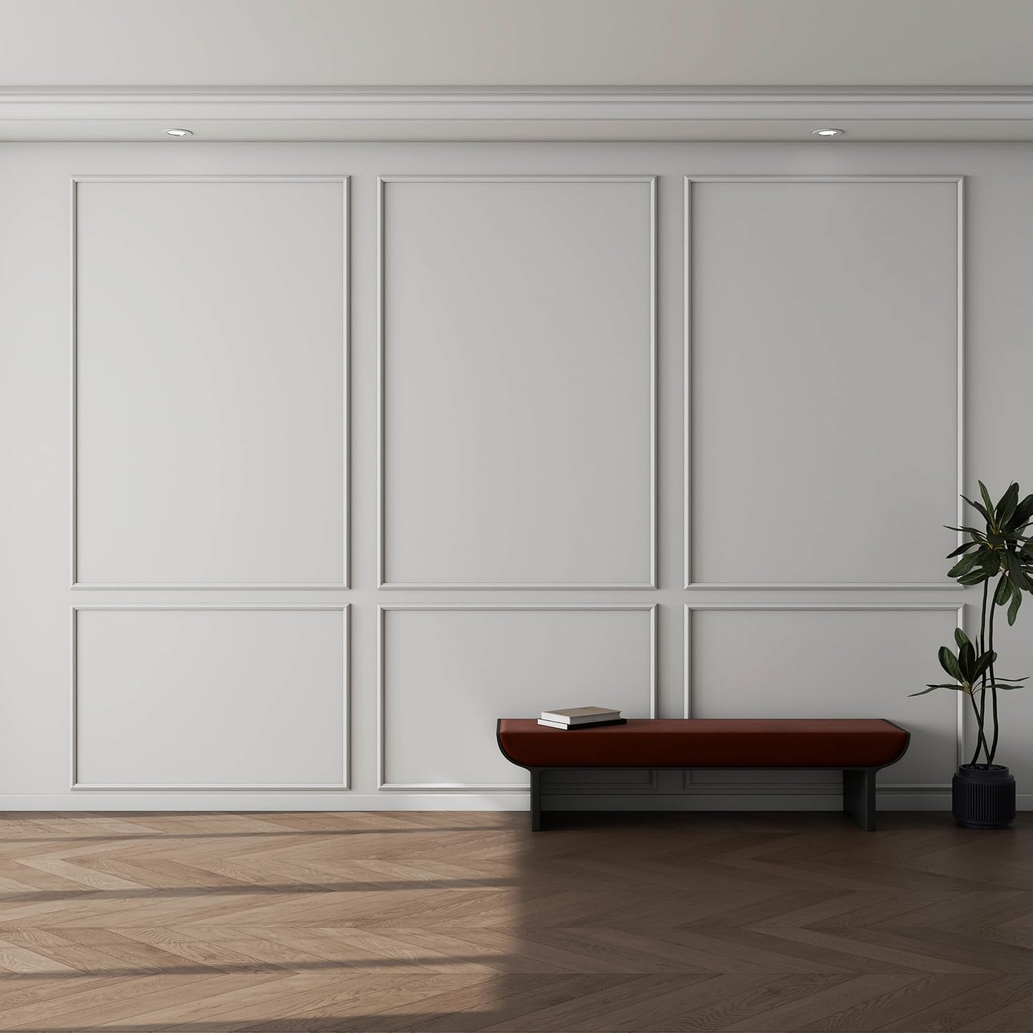 Pangda Peel and Stick Wall Molding Kit, 3D Premade Accent Molding Wainscoting Panel for Interior Wall Moulding Decor, Ready to Assemble Wainscoting Accent Panel(6 Set,39 x 63 in)