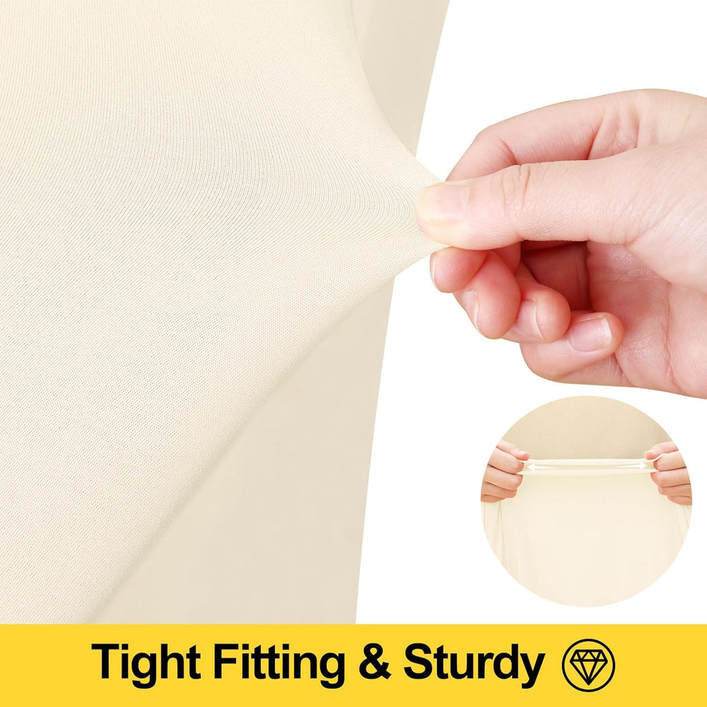 Smiry Spandex Tablecloth 6 Pack, Elastic Fitted Stretch Tablecloth for 6FT Rectangle Tables, Waterproof Washable Table Cover Skirt for Wedding, Banquet & Parties (Beige, 72Lx30Wx30H Inch)
