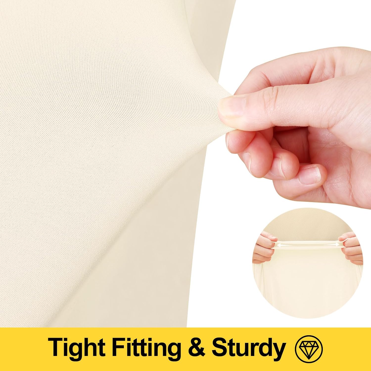 Smiry Spandex Tablecloth 6 Pack, Elastic Fitted Stretch Tablecloth for 6FT Rectangle Tables, Waterproof Washable Table Cover Skirt for Wedding, Banquet & Parties (Beige, 72Lx30Wx30H Inch)