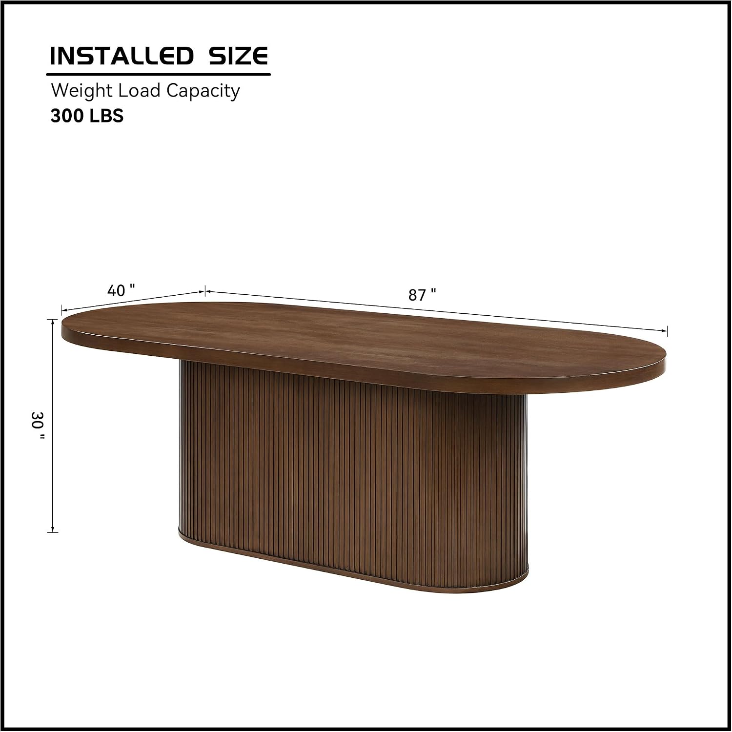 87'' Oval Dining Table Rustic Wood Kitchen Dinner Table, Retro Modern Mid-Century Style, Sturdy Pedestals Base, Natural