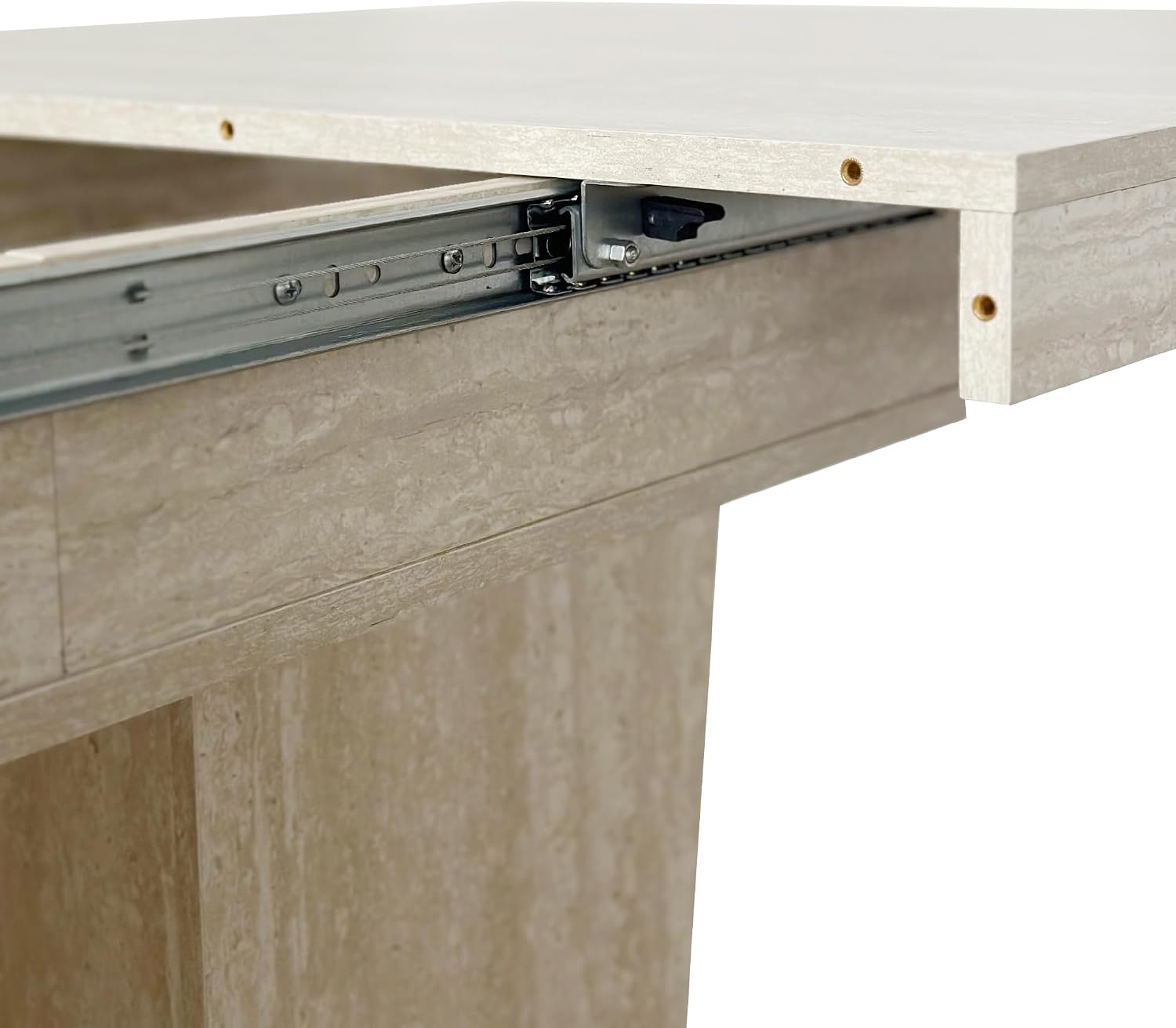62.99' to 78.74' Extendable Rectangular Dining Table for 6-10 People,Kitchen Table with Veined Travertine Pattern for Family Living Room,Beige
