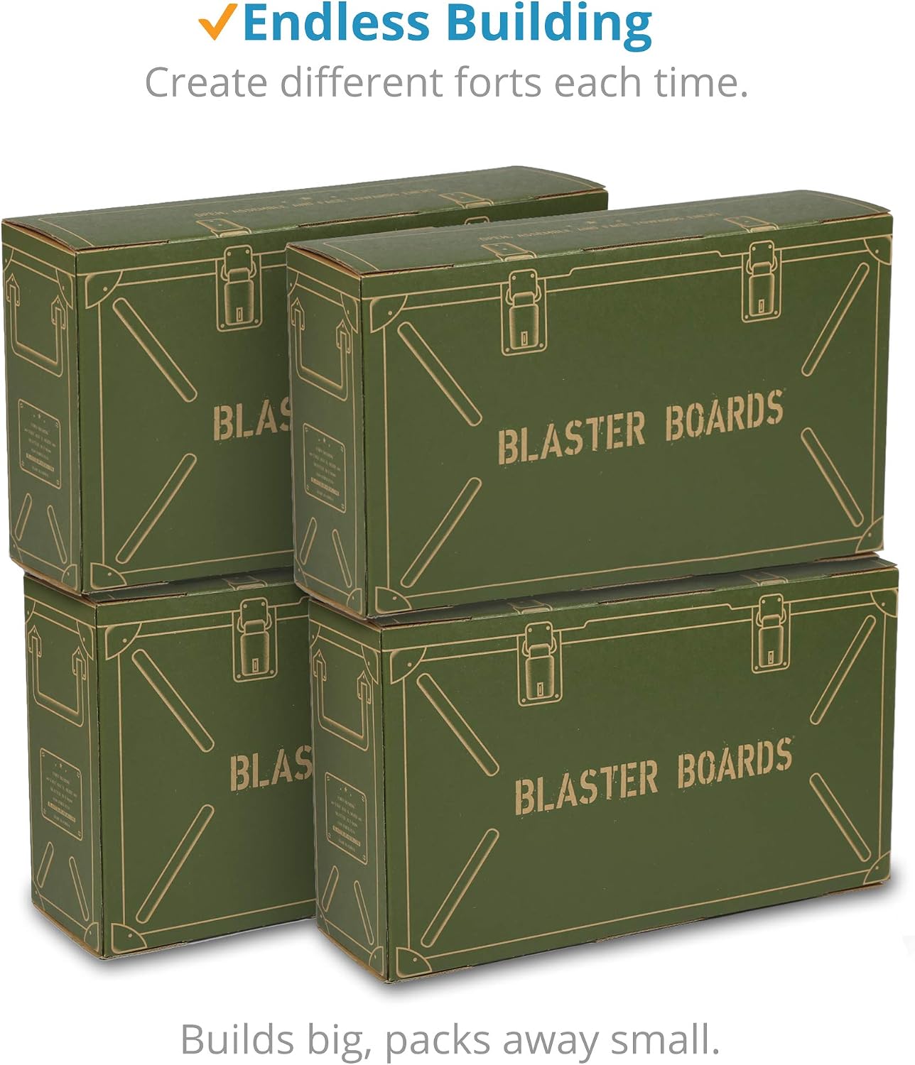 4 Pack - Kids Fort Building Kit - Creative Nerf War Playset - Build Nerf Bunker & Nerf Targets - Durable Nerf War Obstacles for Nerf Battles & Laser Tag