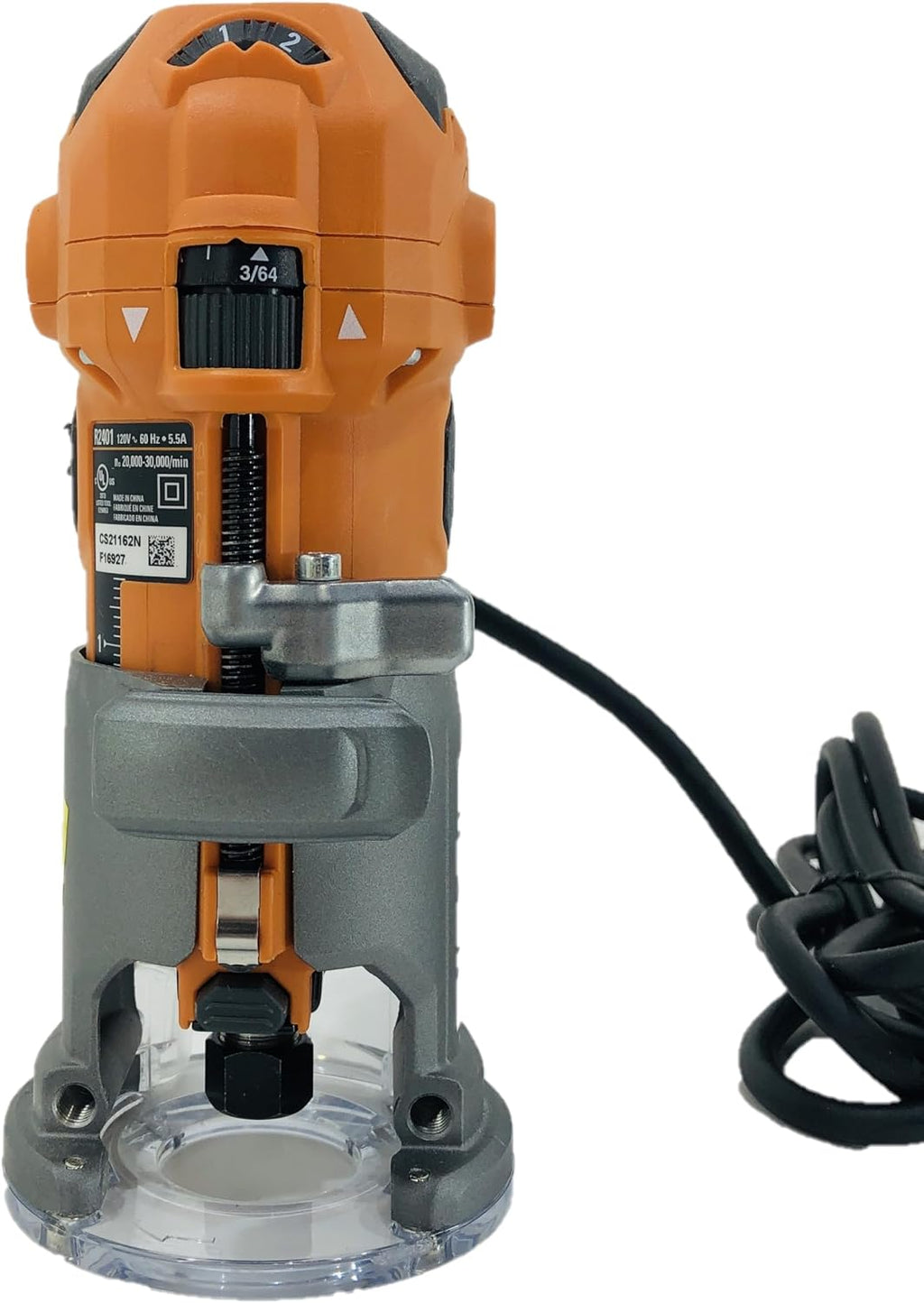 Ridgid 5.5 Amp Corded Compact Power Trim Router With Micro Adjust Dial R24012 (Renewed)