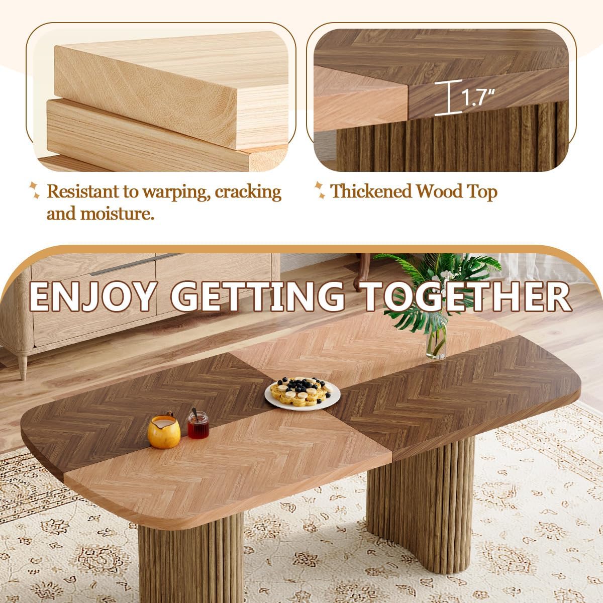 Dining Table Set for 8 - Large 78.7' Rectangular Kitchen Table Set for 8 with Cushioned Chairs,Modern Mid-Century Wood Dining Room Table for 8 Ideal for Kitchen & Gatherings