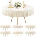 6 Pack Ivory Spandex Round Tablecloths for 72in Table, Stretchy Fitted 6FT Round Table Cloths, Wrinkle Free Table Cover with Skirt for Wedding Birthday Party Bridal Shower Banquet