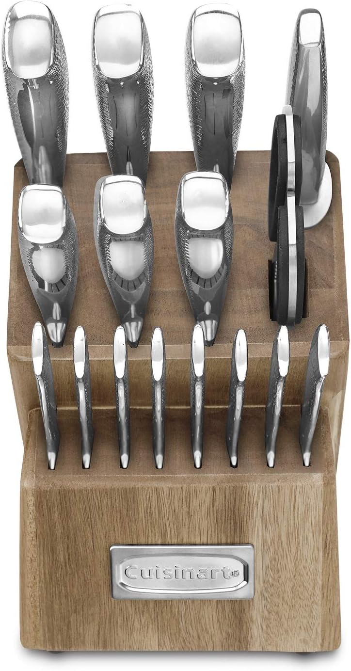 Cuisinart Classic High-Carbon Hammered Stainless Steel Forged Knife Set With Sheath Blade Gaurds (17-Piece Set)