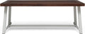Outdoor Eight Seater Iron Dining Table, Dark Brown and White Finish