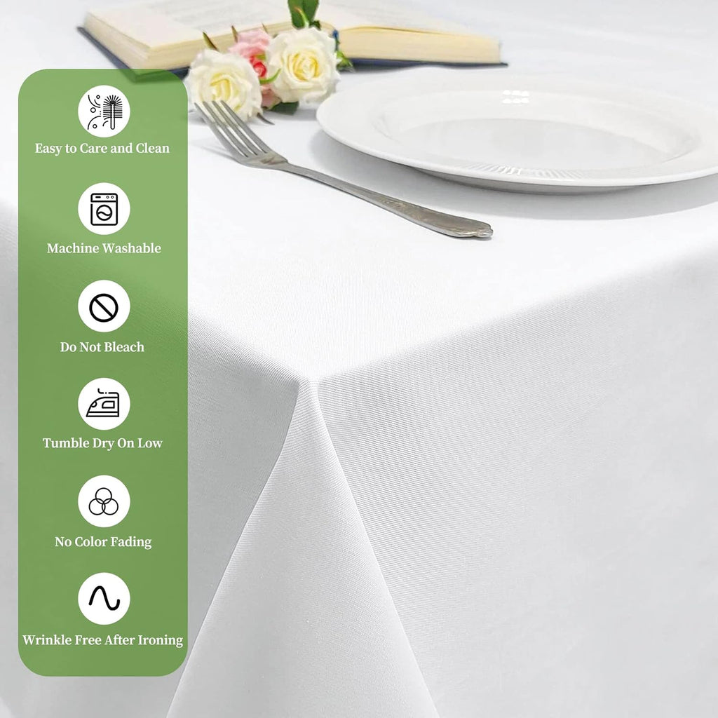 12 Pack White Tablecloths for Rectangle Tables Stain and Wrinkle Resistant Washable Polyester Tablecloth 90 x 156 Inch White Table Cloth Rectangle Table 8 Foot Rectangle Table Cloth for Wedding Party