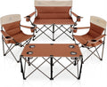 Camping Chair Set of 3, Outdoor Folding Camping Chairs for Heavy People with Cup Holder & Carry Bag,Collapsible Chair Include One Sofa Chair and Two Single Chair,Support up to 500lbs