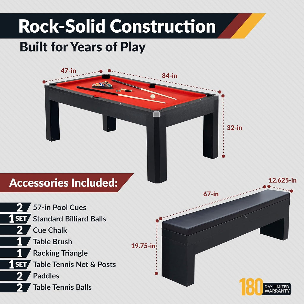 Hathaway Pool Table Combo Set with Benches