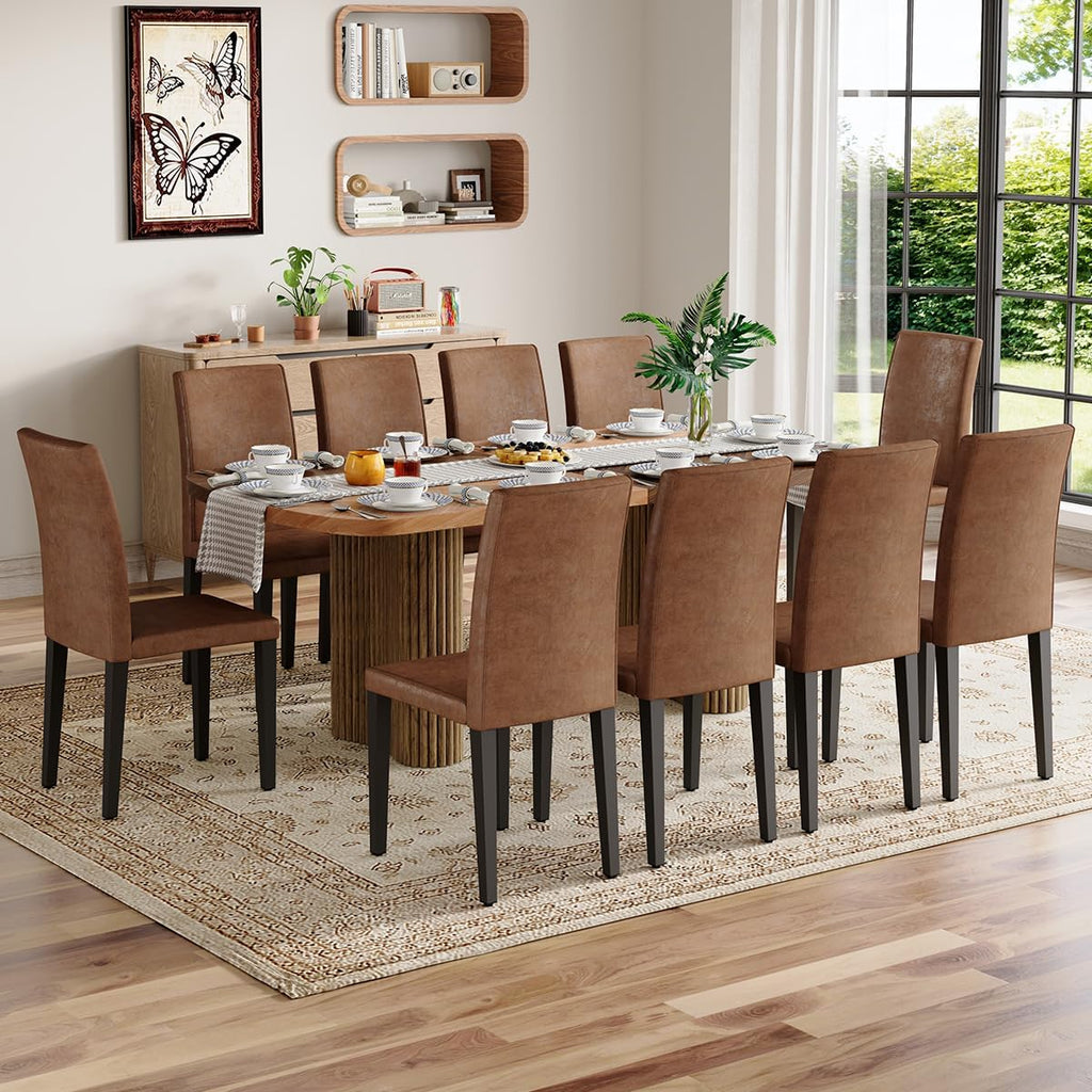 Dining Room Table Set for 10,Large 78.7' Rectangular Dining Table Set for 10 with Cushioned Chairs,Modern Mid-Century Wood Dining Room Table Set for 10,Ideal for Dining & Gatherings