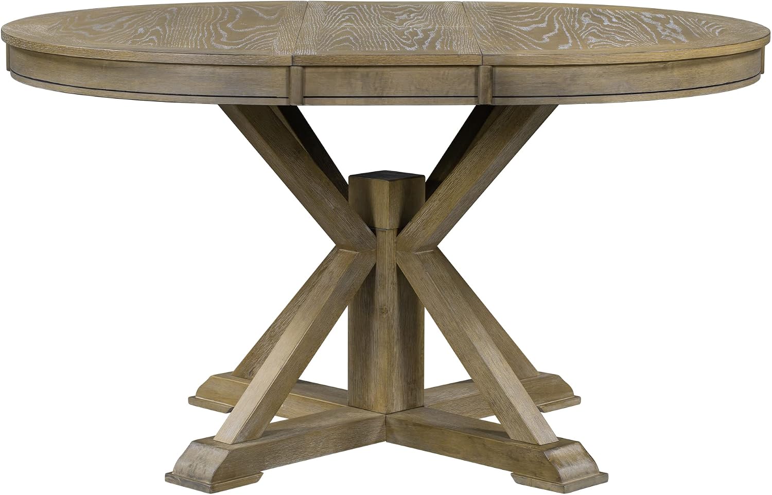 LUMISOL Extendable Round Dining Table for 4-8, Farmhouse 42'-54'' Expandable Kitchen Table with Removable Leaf and Pedestal Base for Kitchen, Dining Room, Living Room, Natural