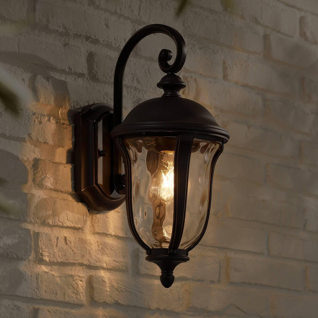 John Timberland Park Sienna Rustic Vintage Outdoor Wall Light Fixtures Set of 2 Bronze Metal 16 3/4' Clear Hammered Glass Panels for Post Exterior Barn Deck House Porch Yard Patio Garage Garden