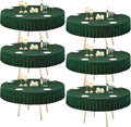 6 Pack 72 inch Green Spandex Round Tablecloths, Stretchy Fitted 6FT Round Table Cloths Wrinkle Free Table Covers with Skirt for Christmas Wedding Banquet Birthday Party