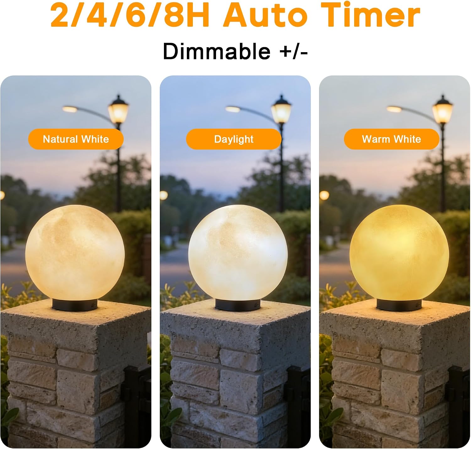 Solar Post Lights, IP54 Modern Pillar Light, Waterproof Column Lamp Outdoor, Dusk to Dawn Solar Post Cap Light with 3200K LED,Fence Deck Cap Lights for Garden Deck Patio Outside Lighting(Moon)
