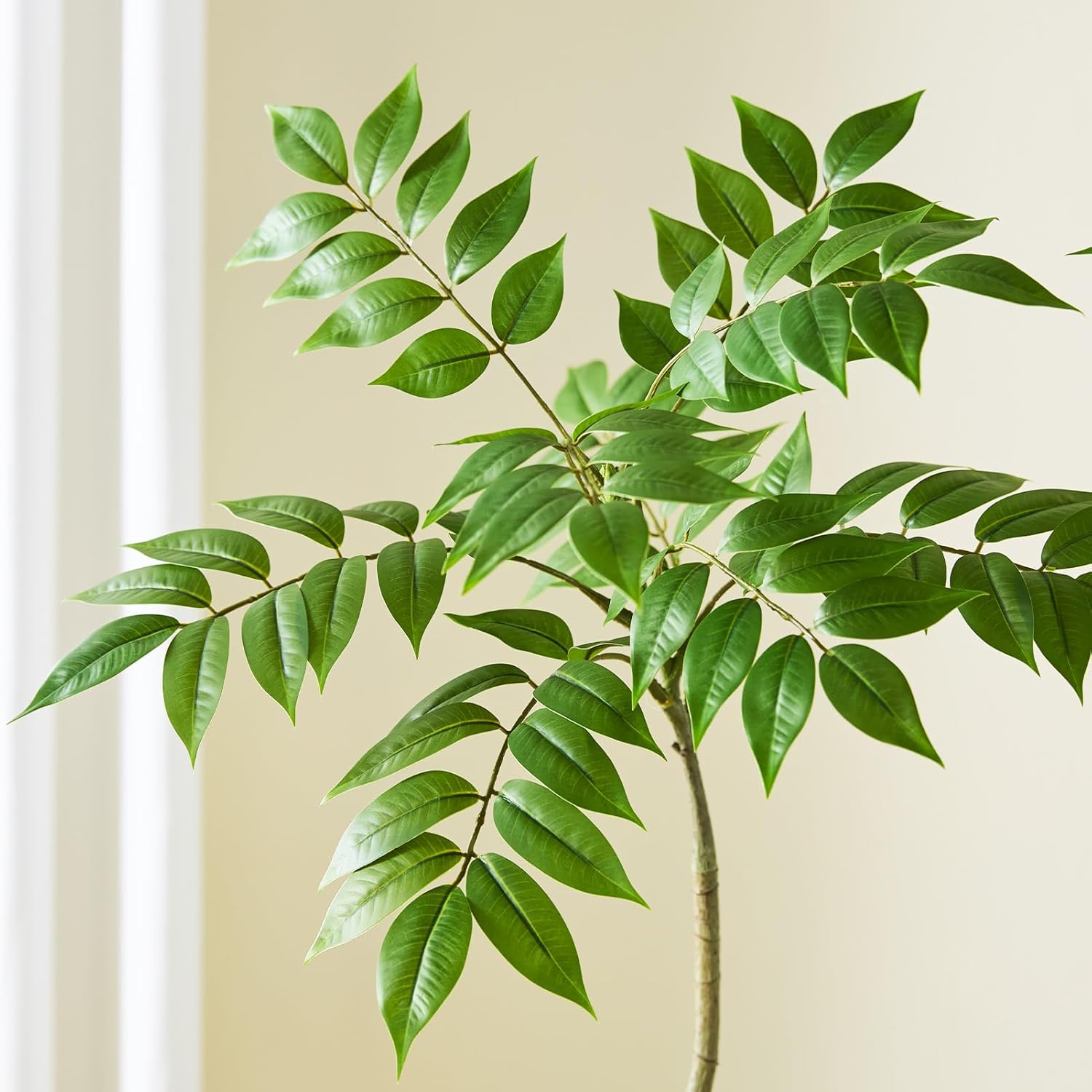 Artificial Mahonia Tree 6FT, Realistic Faux Indoor Tree with White Planter and Decorative Stones, Real-Touch Leaves, Bendable Branches, Tall Fake Floor Plant for Living Room Office Entryway Decor