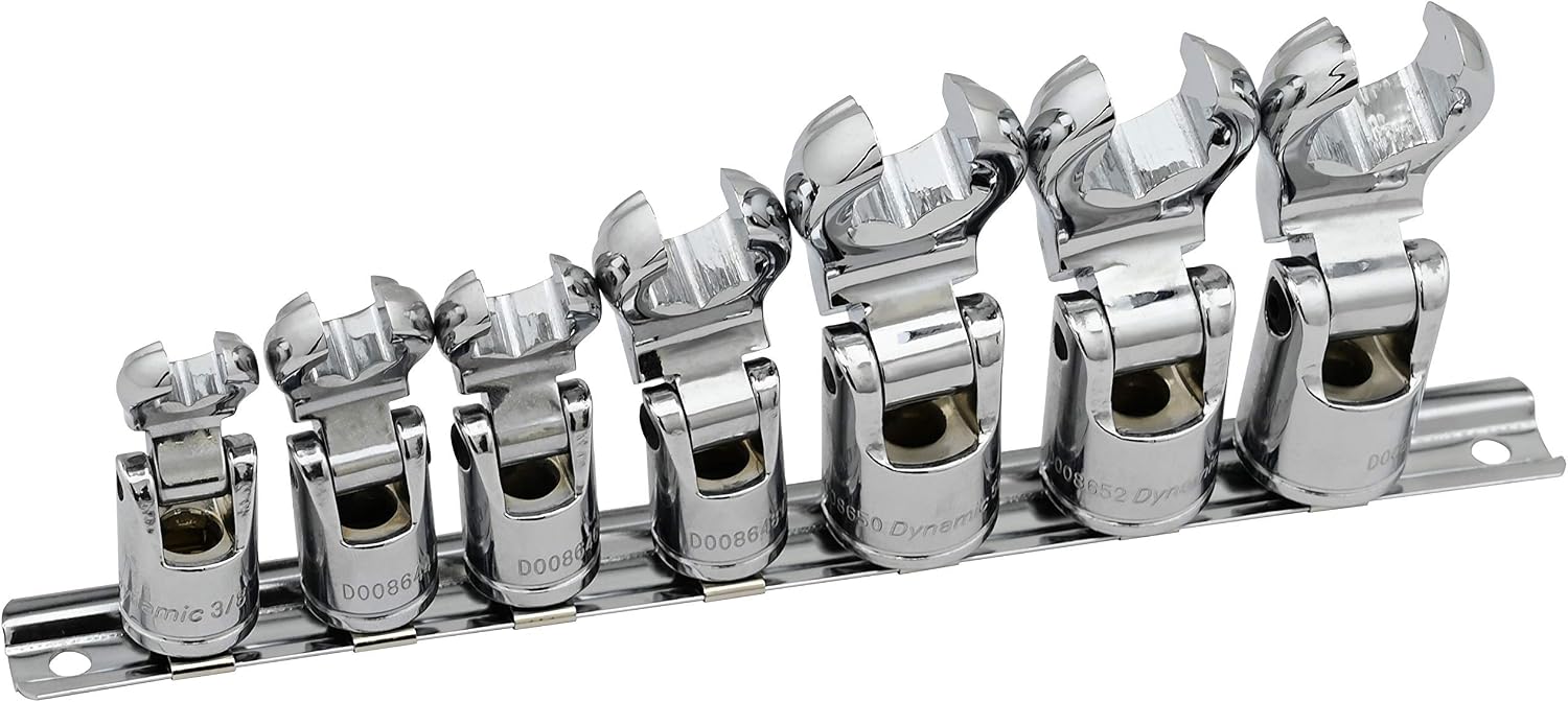 Dynamic 3/8' Drive 17 Piece Metric (10-19 mm) and SAE (3/8' - 3/4') Flare Nut Socket Set