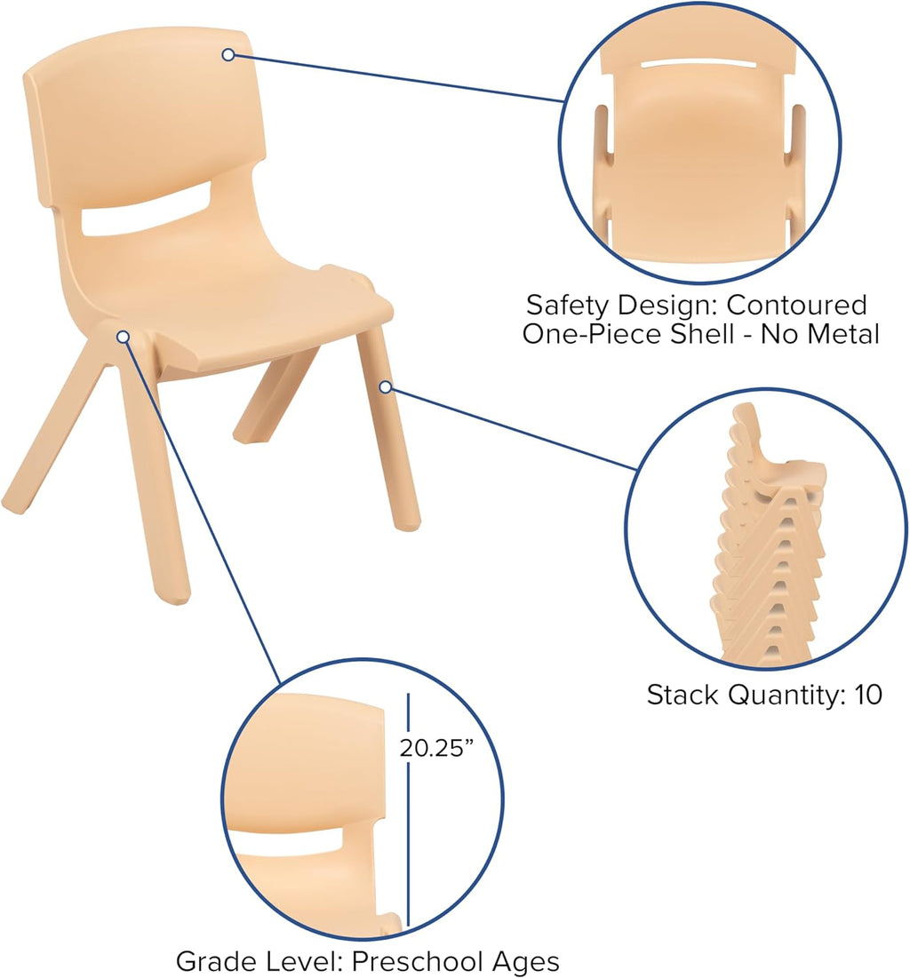 EMMA + OLIVER 23.625' W x 47.25' L Rectangle Natural Plastic Activity Table Set with 6 Chairs