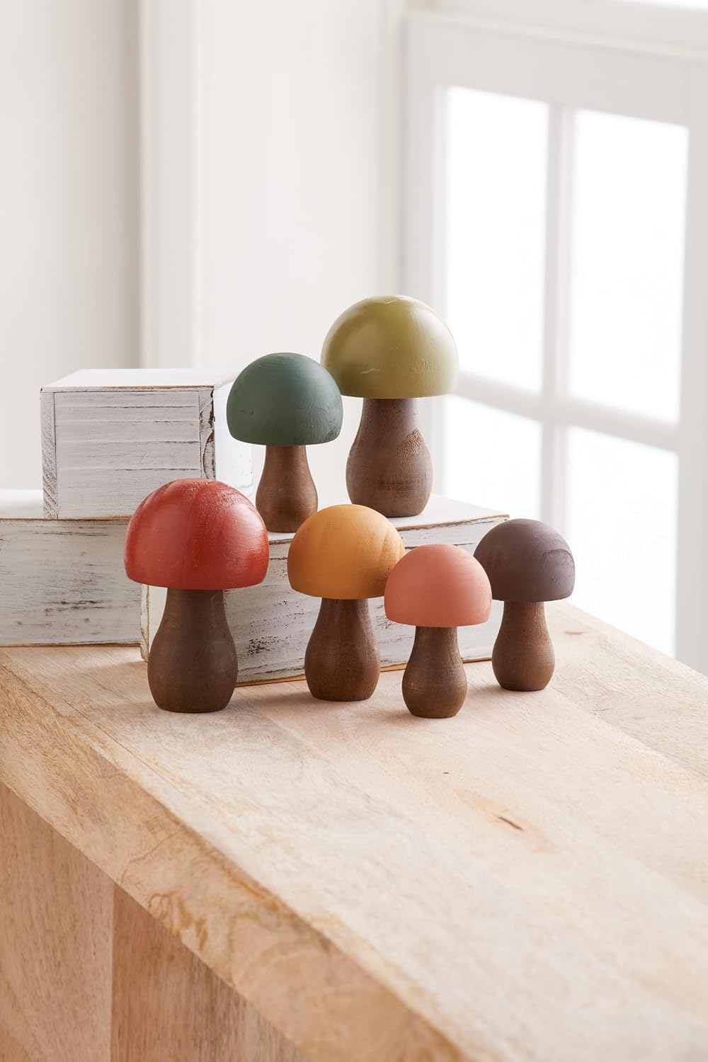 Your Heart's Content Wood Mushrooms Set of 18, Custom Colors, Charming Nature Inspired Gift, cottagecore, Hand Painted, Wooden Mushrooms, Whimsy, Home Decor, Hand Painted, (Paint Set of 18)