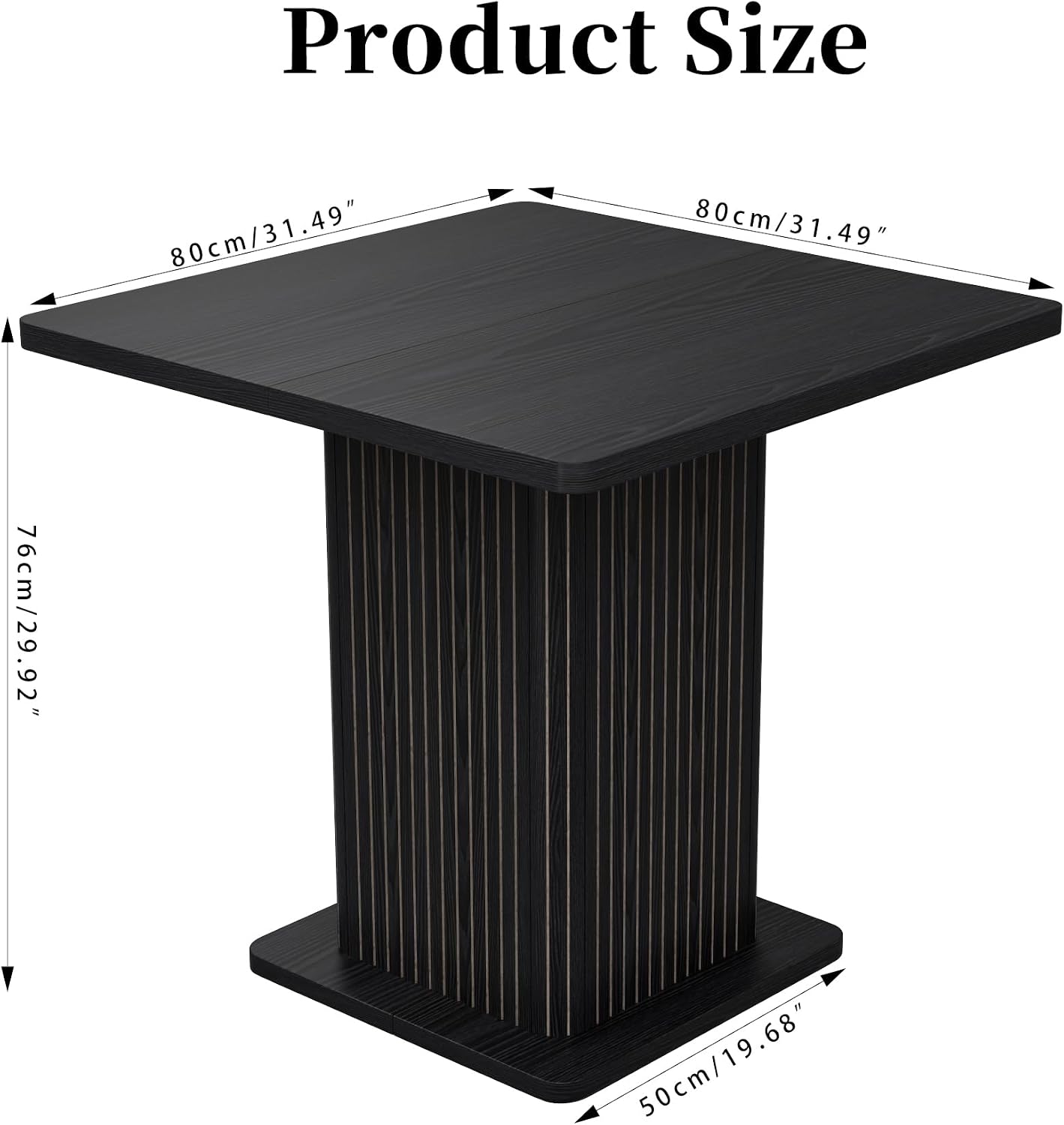 Small Black Dining Table for 2-4, 31.5 Inch Farmhouse Square Kitchen Table with 2-Tier Storage Shelf, Modern Wood Dinner Furniture with Fluted Doors, Dining Room, Living Room, Space Saving