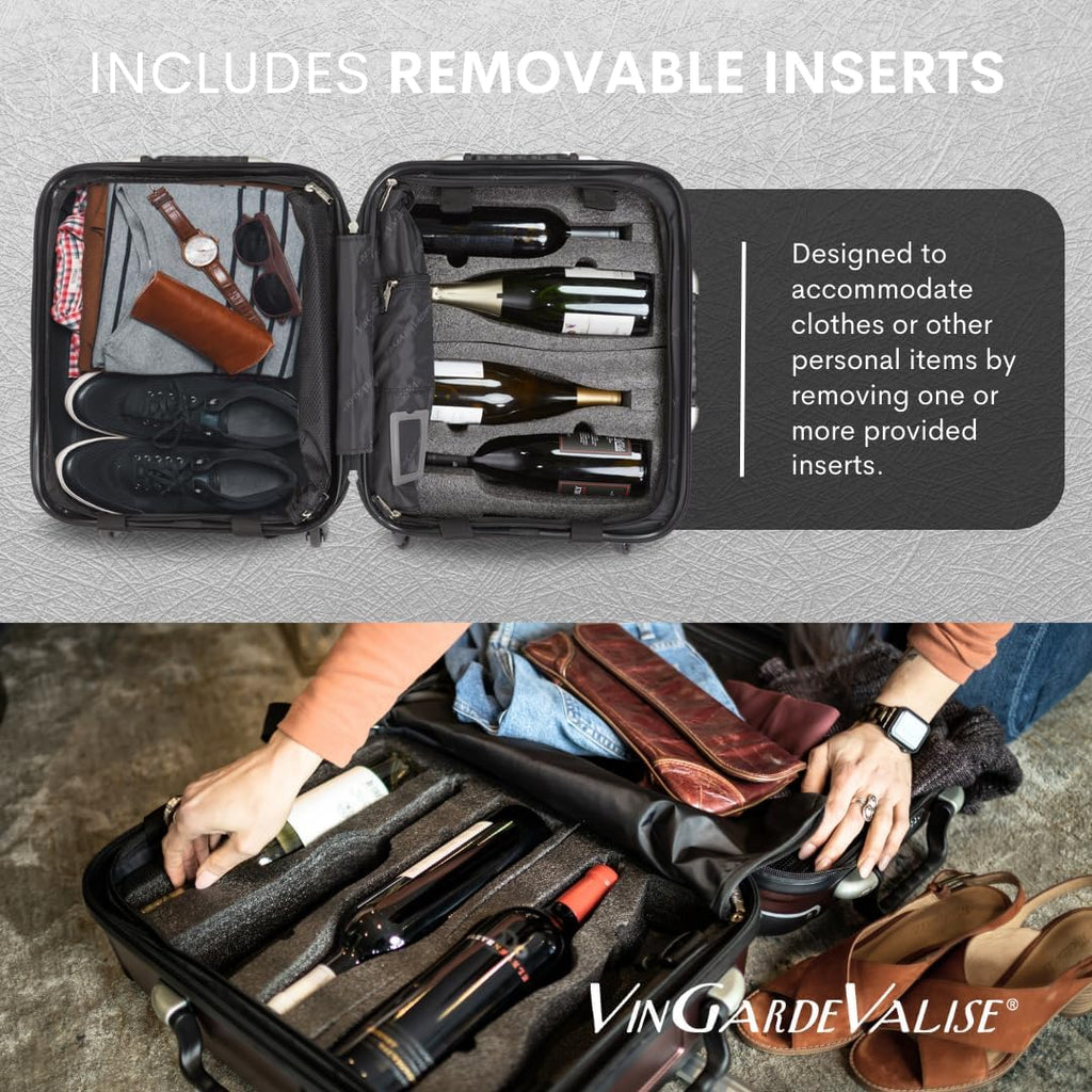 VinGardeValise® Petite Wine Suitcase – 8-Bottle Travel Luggage, TSA-Approved, Durable Hard Shell, Shockproof Foam, Secure Bottle Protection for Enthusiasts & Collectors - Burgundy