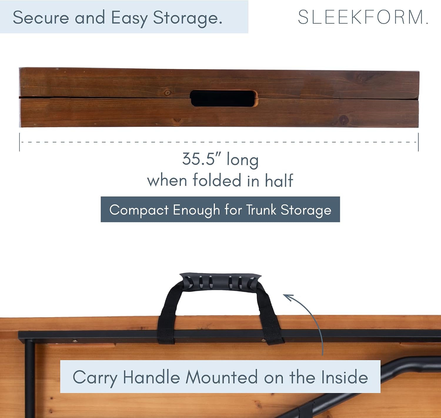 Sleekform 6ft Wooden Folding Table with Handle, Wood Folding Banquet Tables for Dinner - 6 Foot x 28 in, Portable, Sturdy & Lightweight Foldable Table for Dinner, Conference or Picnic - Walnut