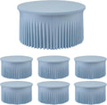 6 Pack Dusty Blue Spandex Round Tablecloths for 60 inch Table, Wrinkle Free Stretchy 120inch Fitted 5FT Round Table Cover Cloths with Skirt for Wedding Party Dining Banquet