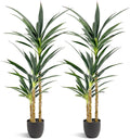 Waoops Artificial Tree 4.7Ft Faux Agave Plant with 3 Heads in Plastic Pot Fake Tree for Home Decor Indoor or Outdoor Office Decoration Housewarming Gift (4.7 Feet-2 Pack)