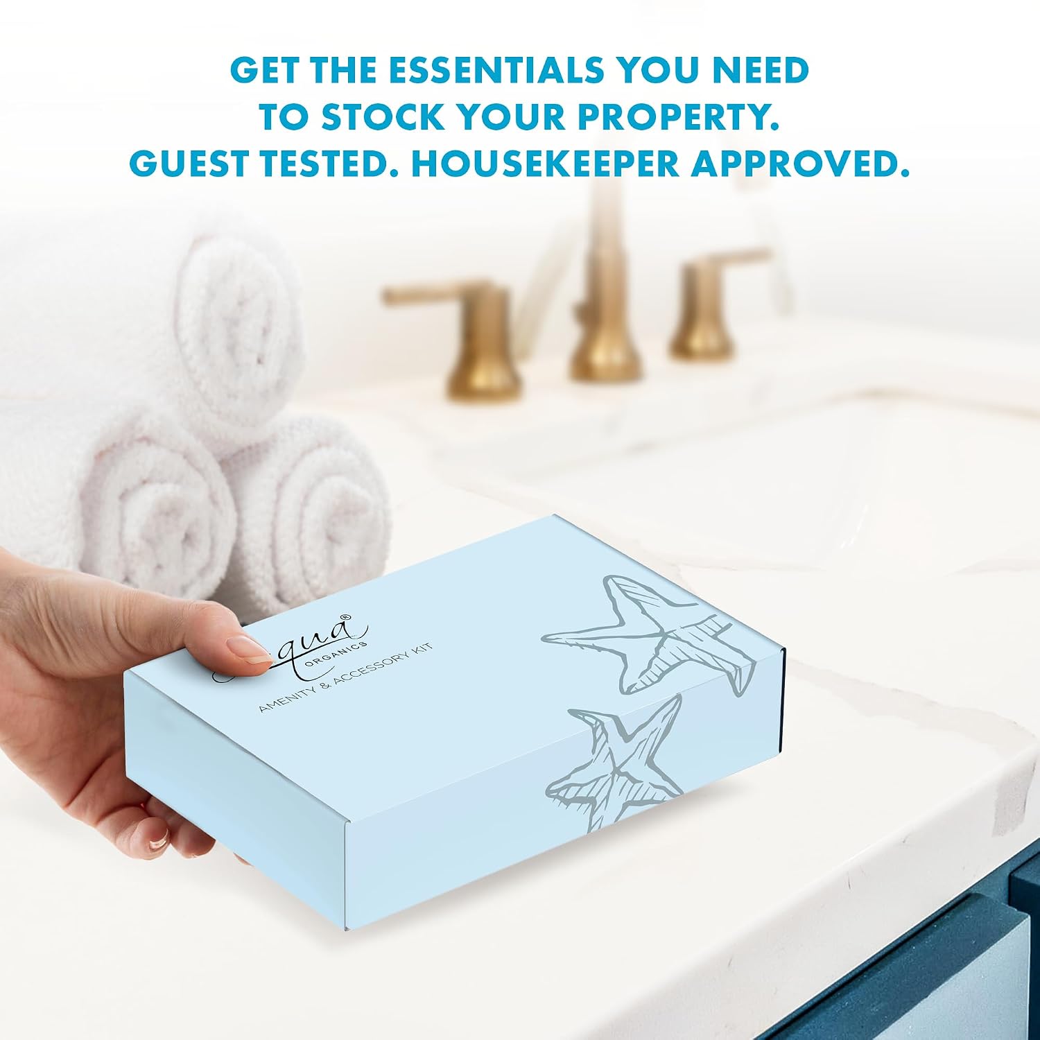 Aqua Organics Amenity Kit | Boxed Hotel Toiletries Bulk Set | 1 oz Shampoo, Conditioner, Lotion, Body Wash & Bar Soap | 300 Sets per Case